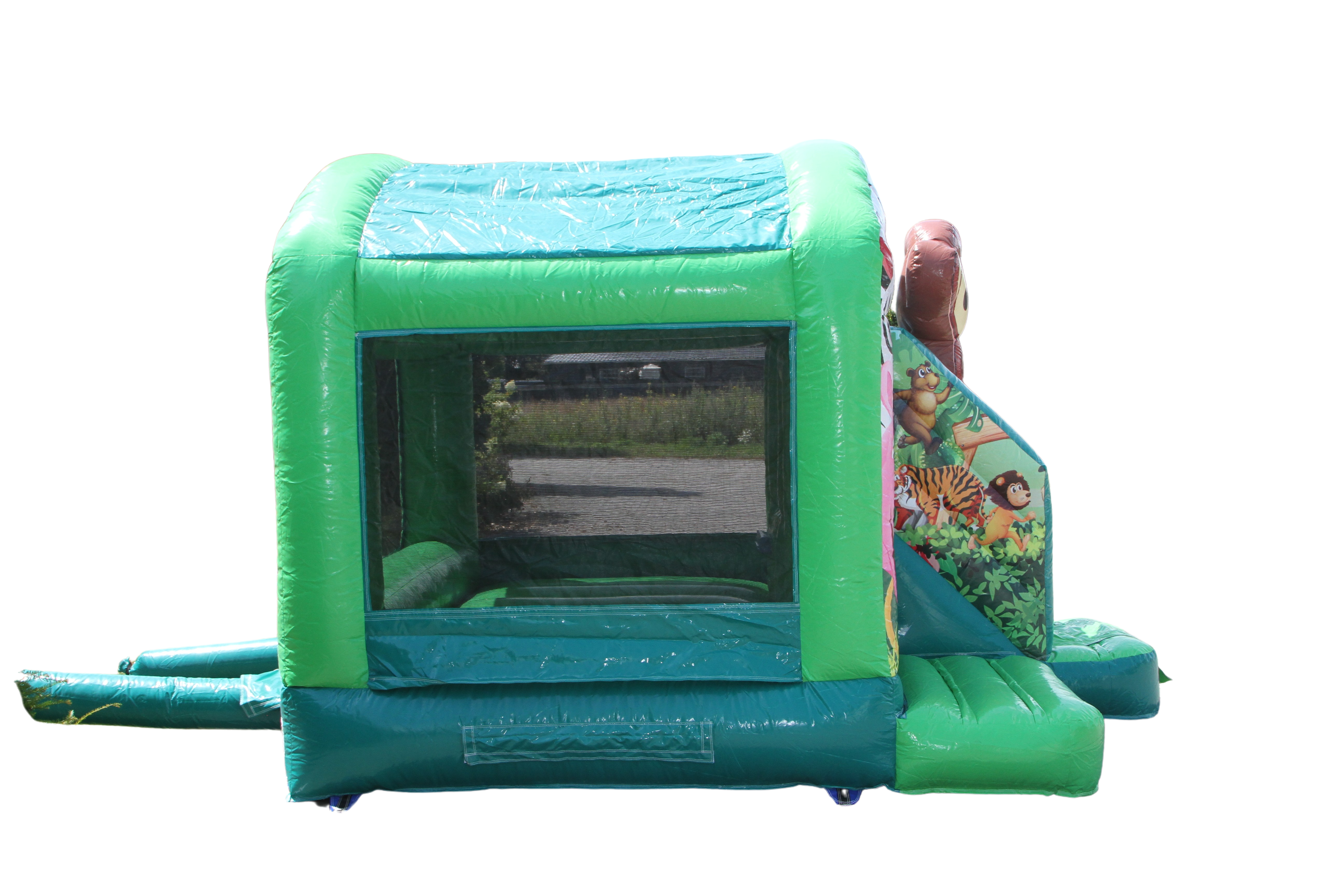 Springkussen 3,9x2,8 m - kleine aap in de jungle