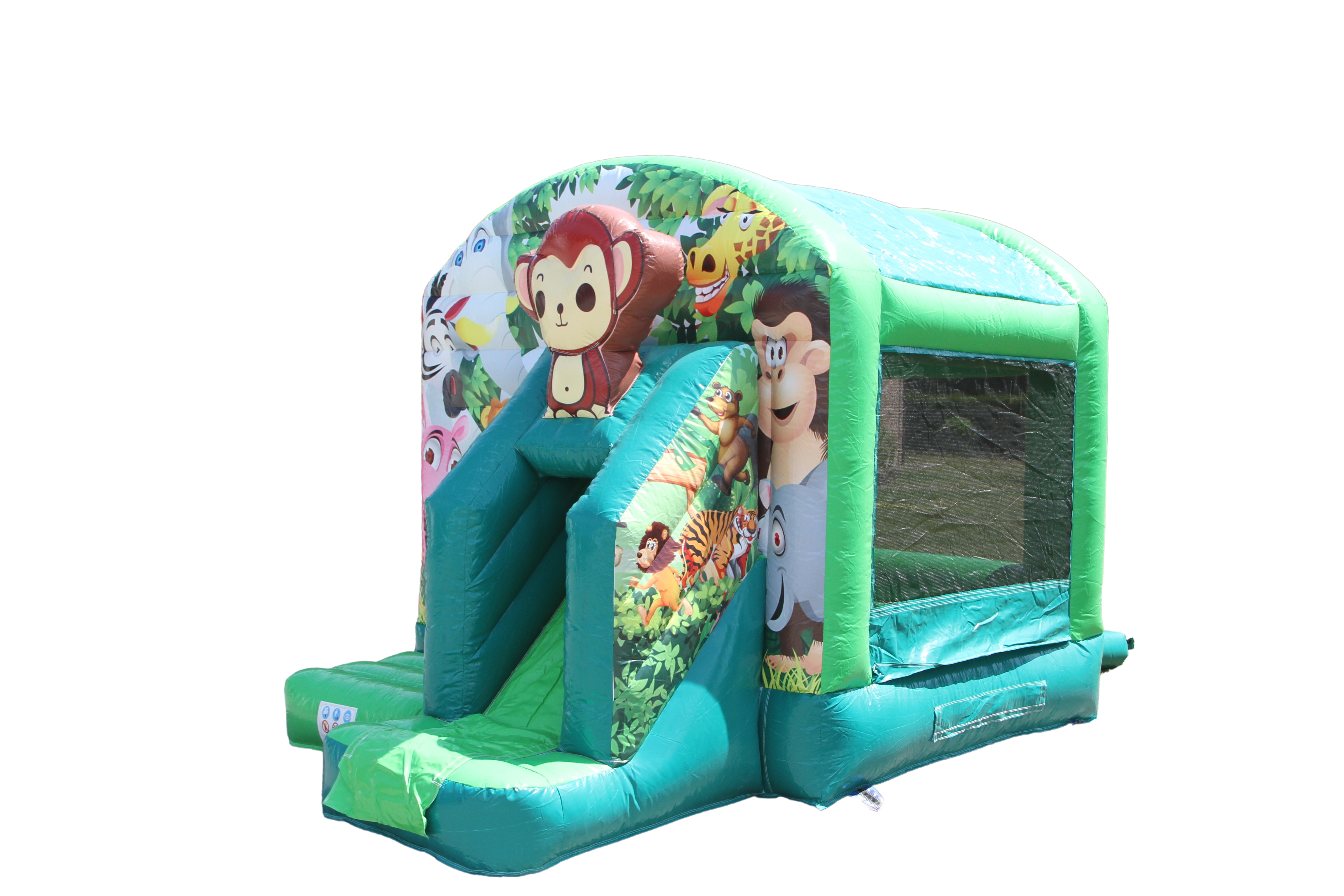 Springkussen 3,9x2,8 m - kleine aap in de jungle