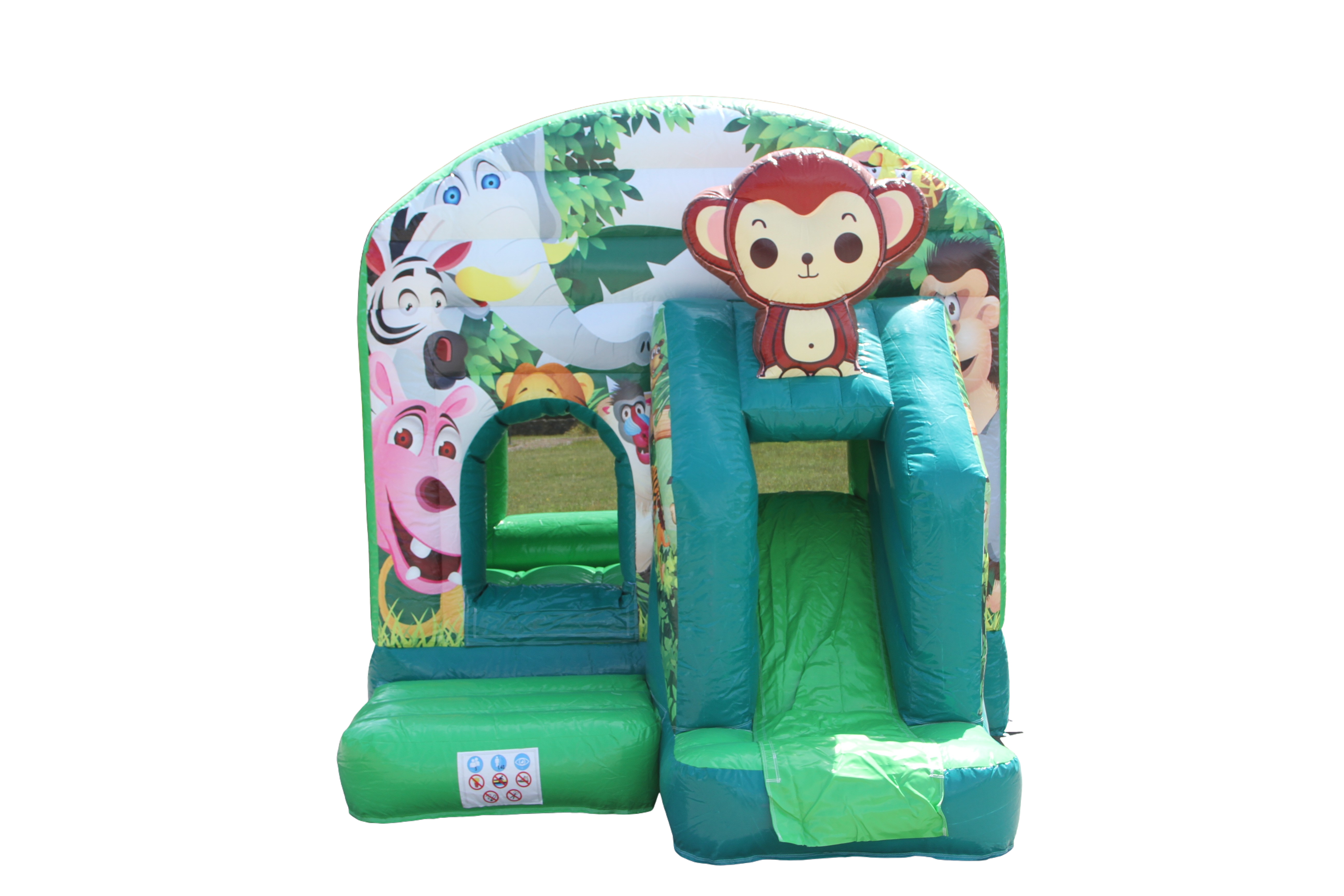 Springkussen 3,9x2,8 m - kleine aap in de jungle