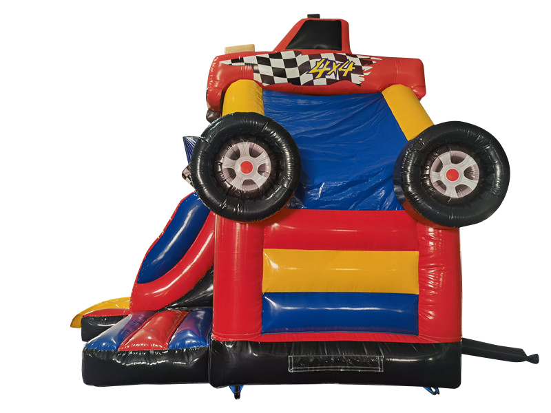 Springkussen 5x4 m - truck met glijbaan voor