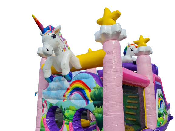 Stormbaan/hindernisbaan eenhoorn met glijbaan 10x3,1 m