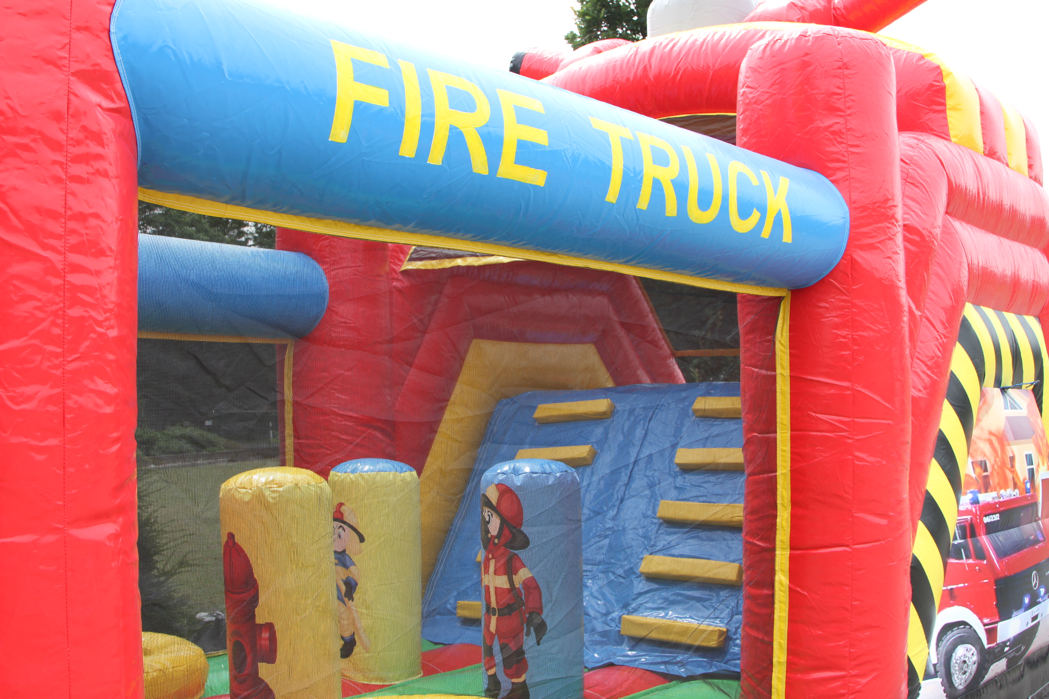 Stormbaan brandweer met glijbaan - 10x3,1x5m